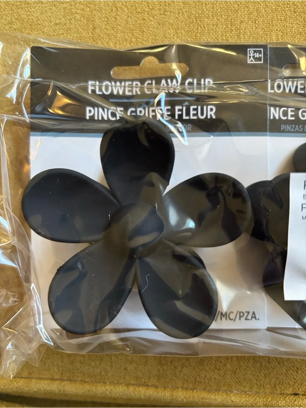 Black Flower Claw Hair Clip - Classic Hair Accessory - Pack of 3.